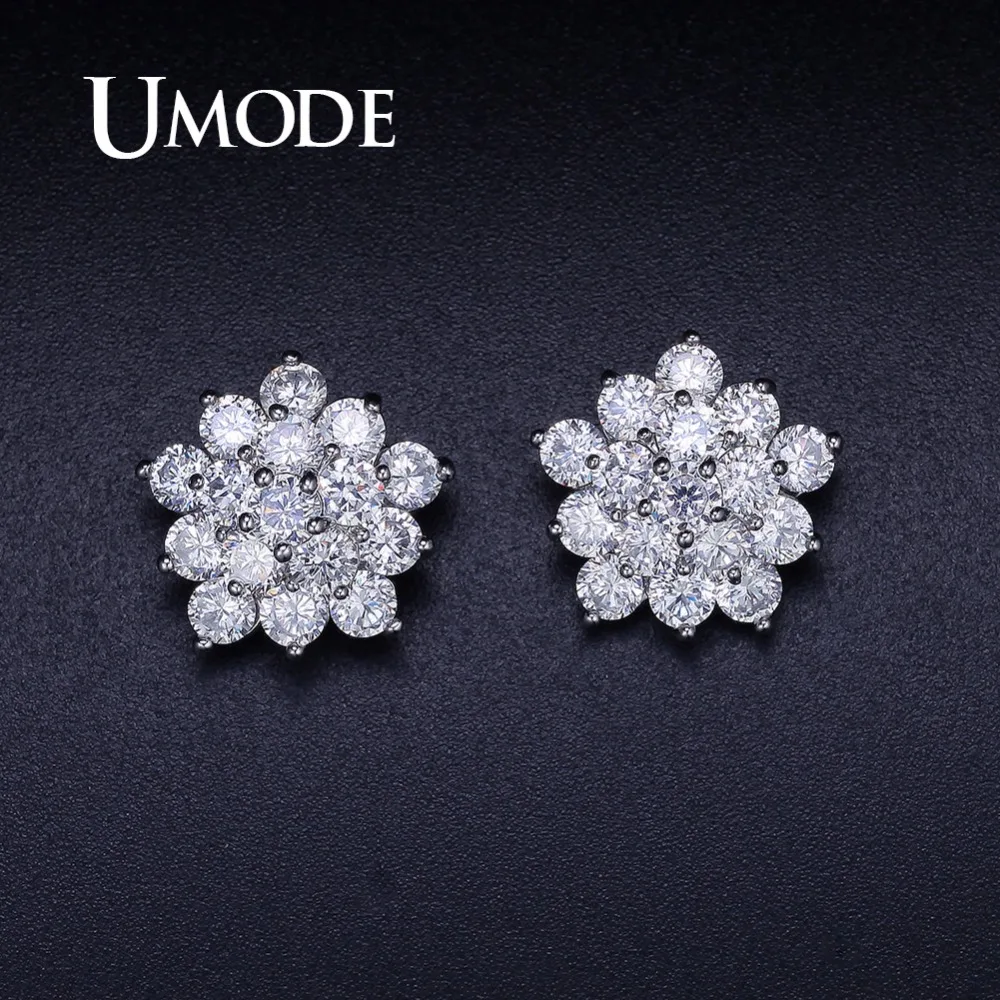 UMODE новые модные милые серьги гвоздики с цветами AAA + прозрачный CZ для женщин