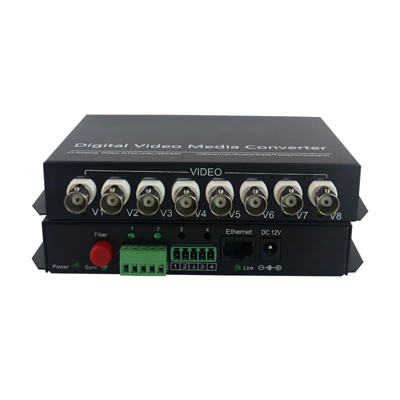 

8 channel Fiber Optic Video/Ethernet/Data Multiplexer BNC Media Converter