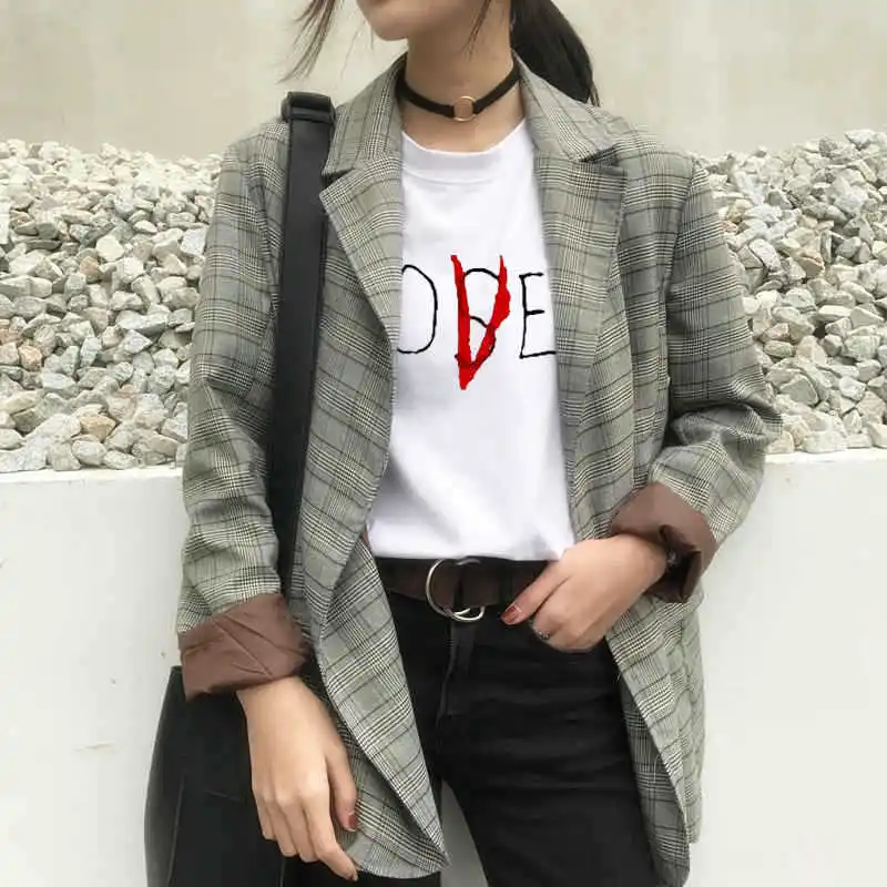 Европа и Соединенные Штаты Лето Новая женская рубашка джемпер любовь печати