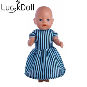 Платье в Вертикальную Полоску подходит для 18-дюймовых американских кукол 43 см, аксессуары для одежды, лучший рождественский подарок для детей