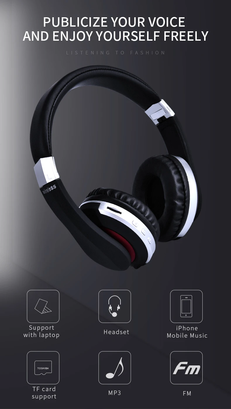 Беспроводные наушники Bluetooth гарнитура Складные стерео игровые наушники с микрофоном Поддержка TF карты для IPad мобильного телефона