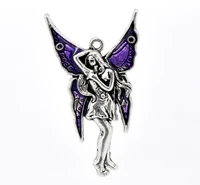 8seasons 10 silver color color enamel fairy charm pendants 48x27mm b12422