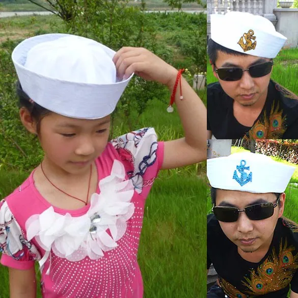 Белая шляпа моряка темно-синего цвета с якорем морской Doughboy Военная Кепка шляпа для взрослых детей matroos для нарядного платья
