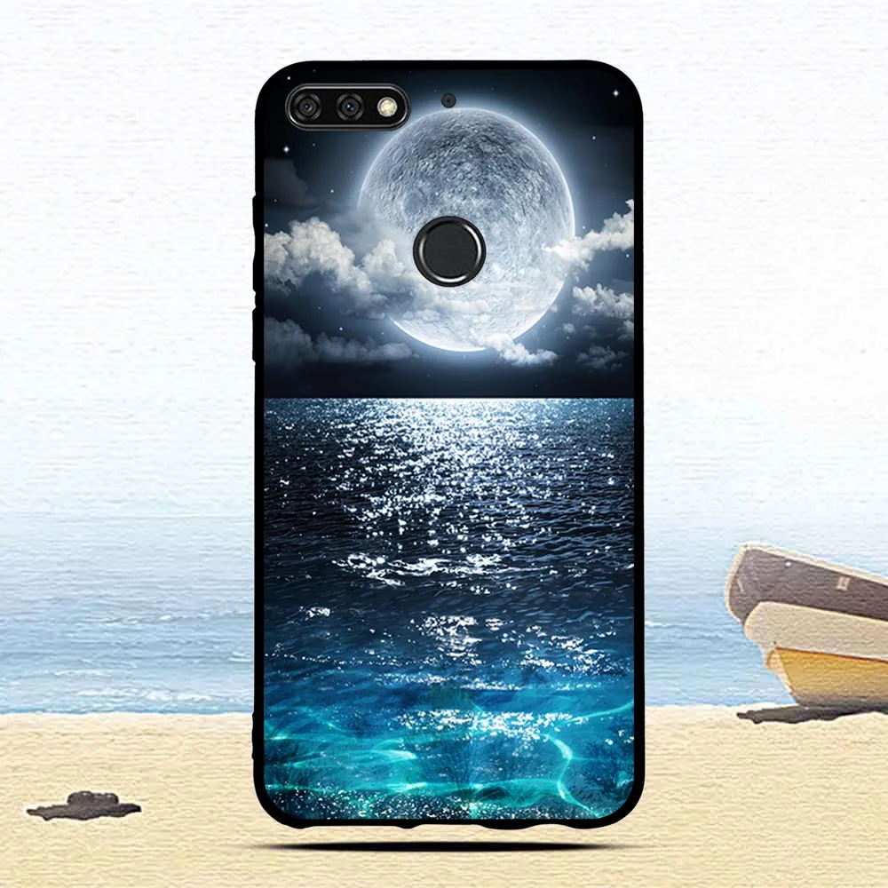 Phone For Huawei Y7 2018Case Silicone Back Protective Funda for Prime 2018 Case Black Matte Soft Pro Cover |