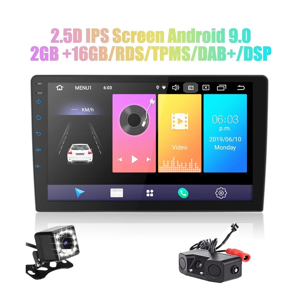 Автомагнитола 2 din 9 дюймов/10 дюймов Android 0 DSP 2.5D IPS экран GPS навигация Wi Fi Bluetooth MP5