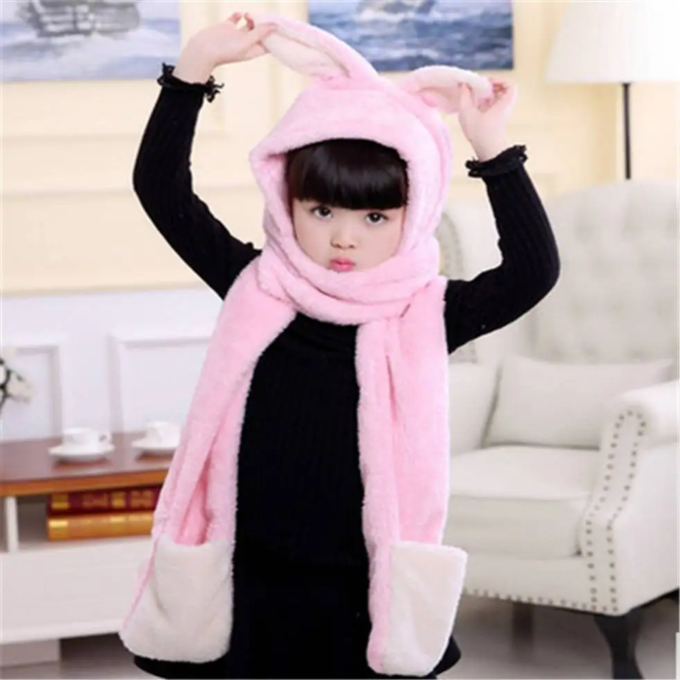 Осень-зима детский шарф с заячьими ушками милая вязанная шапка для мальчика