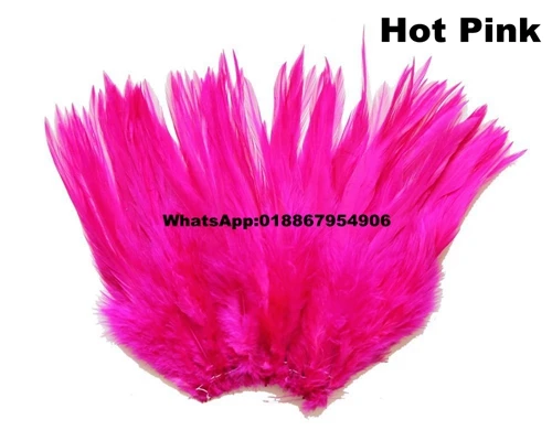hot pink Завод выбран премьер качество окрашенные черный и натуральных куриная перья петуха седло отделкой бахромой 5rolls/лот 10- 15 см 4-6 дюймов - Цвет: hot pink