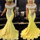 Нигерийские наряды для конкурса желтое платье для торжества женское платье с кристаллами вечернее платье с бисером Великолепное вечернее платье