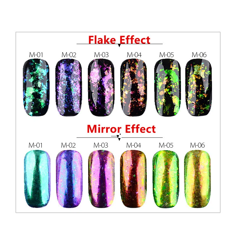 1 коробка амулеты 3D УФ-гель для дизайна ногтей акриловые хлопья волшебное зеркало