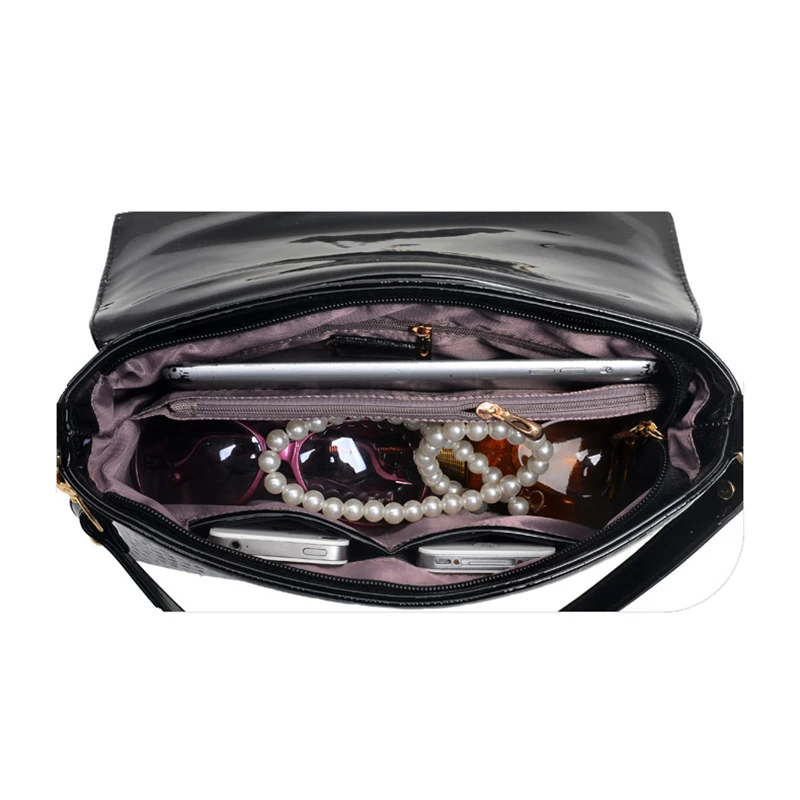 Женская сумка мессенджер из лаковой кожи с узором крокодила|brand shoulder bag|designer bagfashion