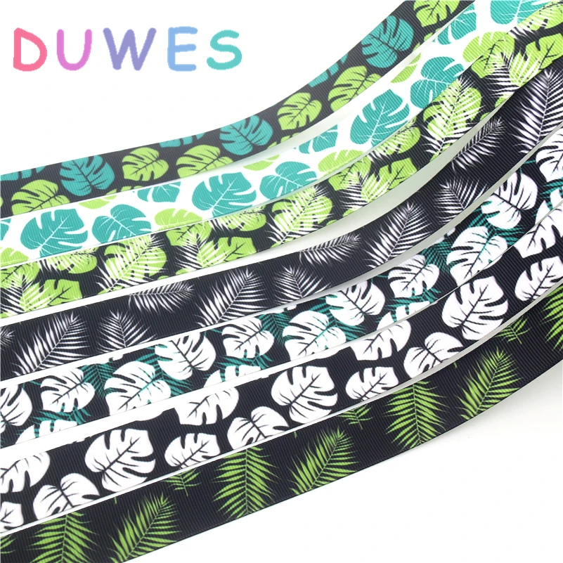 DUWES 50 ярдов лист Печатный Grosgrain ленточный аксессуар бант для волос украшение