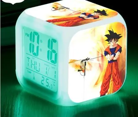 Серебристый Повтор wekker часы Dragon Ball будильник светодиодный reloj despertador детские часы цифровые часы многофункциональная лампа подарки+ коробка - Цвет: Серебристый