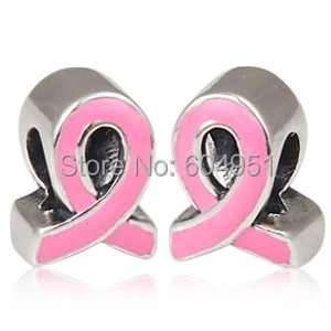 Эмалированная розовая лента подвеска Стерлинговое Серебро молочный Рак