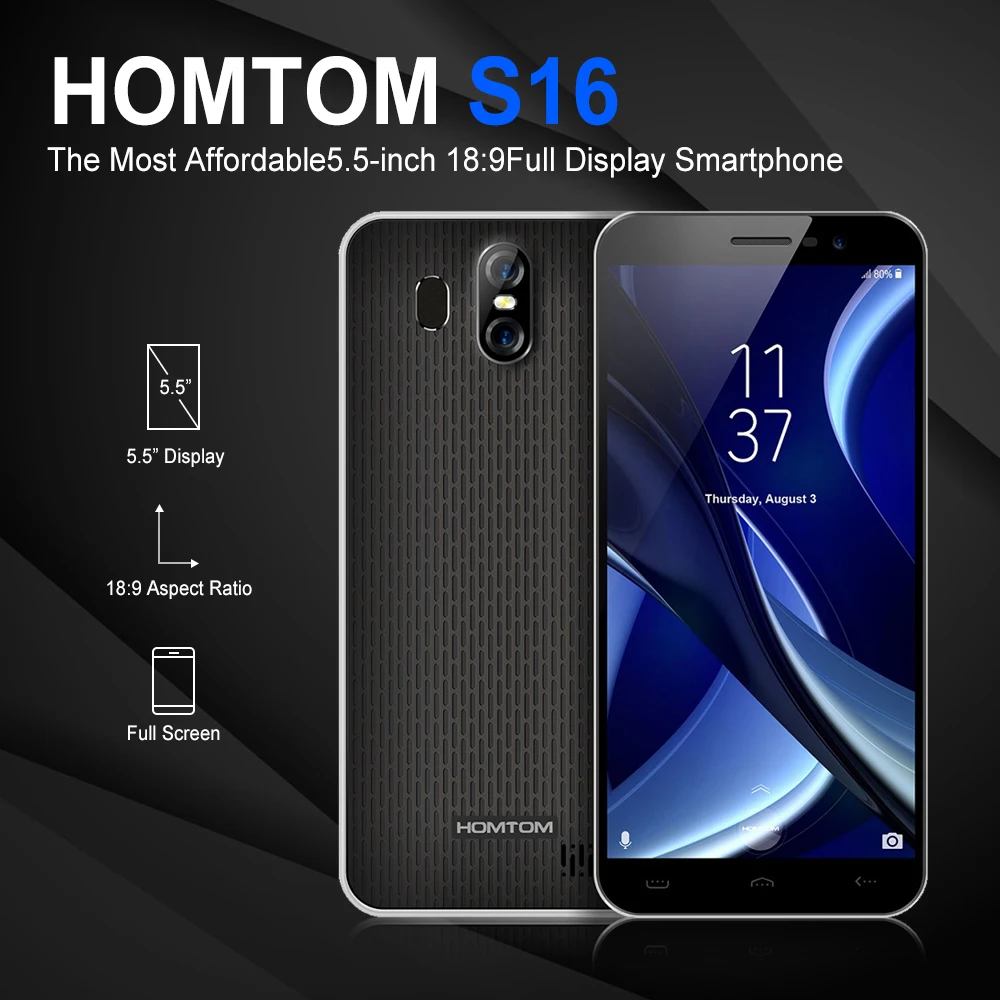 HOMTOM S16 3g смартфон 5 &quotAndroid 7 0 MTK6580 Quad core 1. Гц 2 Гб Оперативная память 16 Встроенная