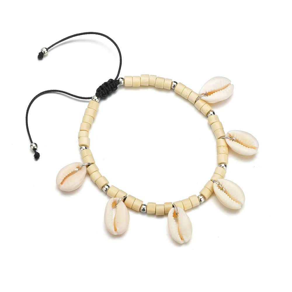 Женский винтажный браслет Yobest Cowrie Puka деревянный на щиколотке с бусинами для йоги