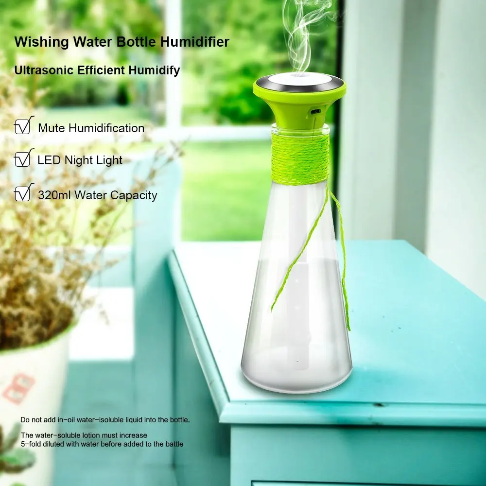 Ультразвуковой мини увлажнитель воздуха для дома и офиса 320 мл светодиодный