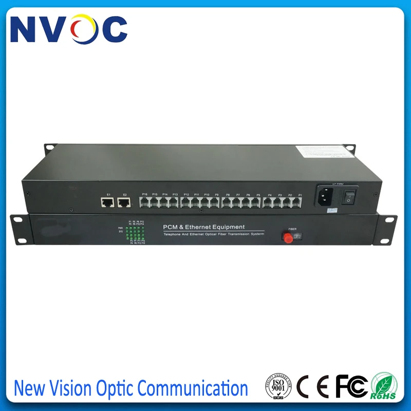 16-канальный PCM волоконно-оптический медиа-конвертер с голосовым управлением