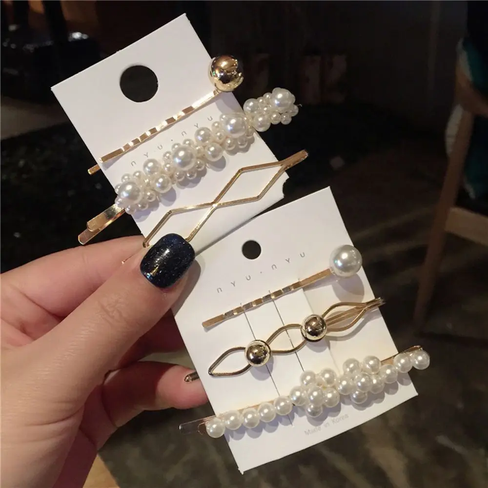 Женская заколка для волос с жемчужинами металлическая золотого цвета в форме