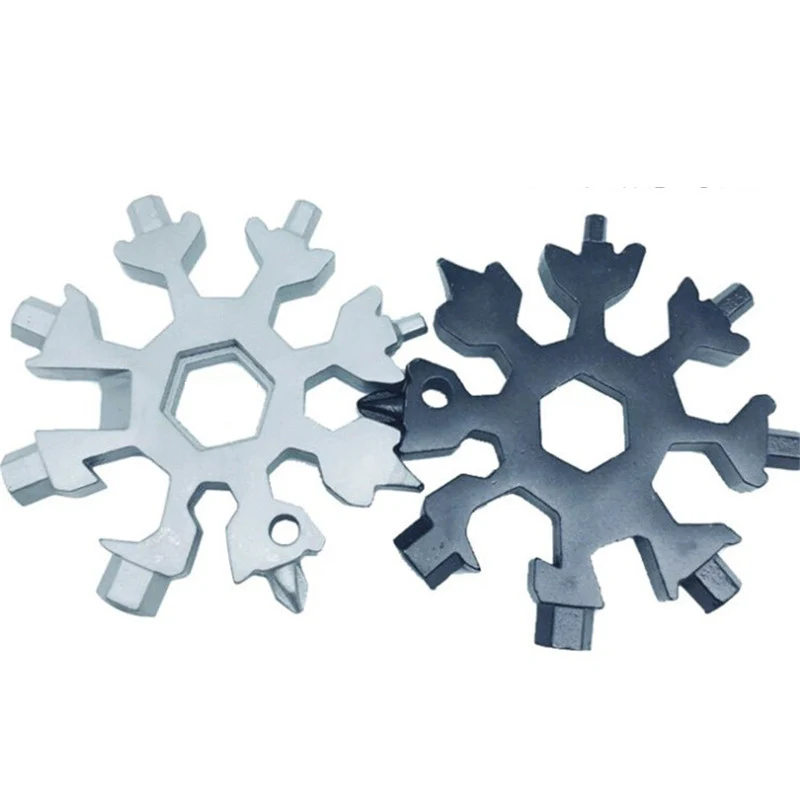 EDC Tool 18-in-1 multi-tool card combination Compact and portable Outdoor Snowflake tool Black Sliver | Спорт и развлечения