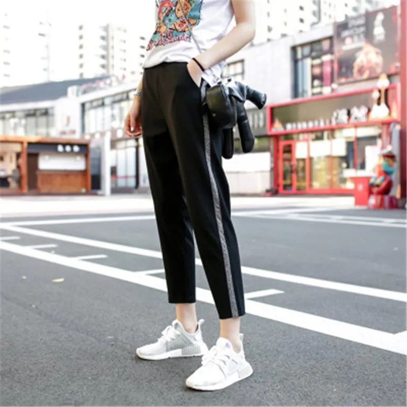 

Sports Leisure Loose Hallen Maternity Legging Pants Adjustable Pregnant Leggings Cotton Striped Pant Trousers Summer&Autumn