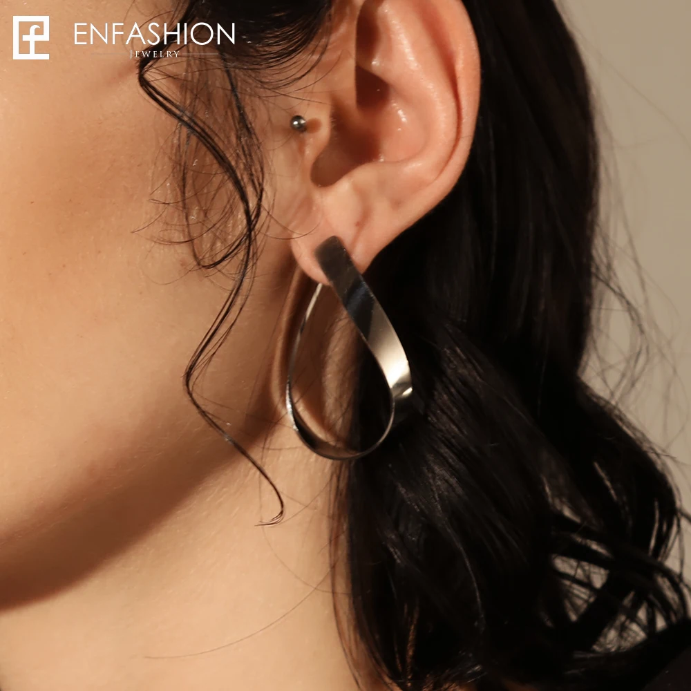 Enfashion, ювелирное изделие, Геометрическая лента, серьги, золотой цвет, нержавеющая сталь, длинные висячие серьги для женщин, серьги EB171039