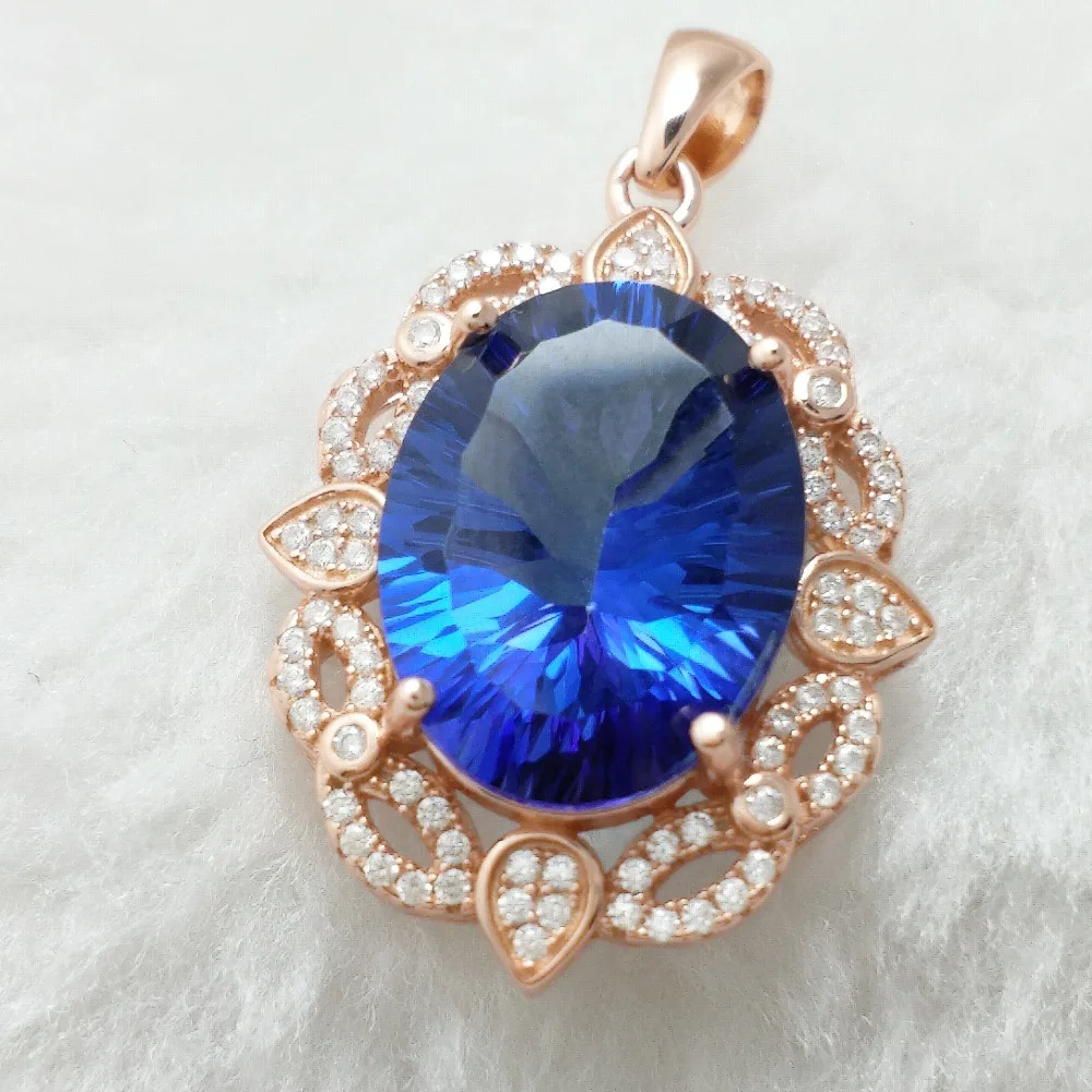 FLZB, классический ювелирный кулон ожерелье природный Топаз gem 12*16 мм 11.0ct Танзанит цвет большой silve кулон с бесплатным ожерельем