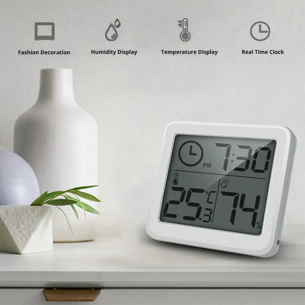 1pc New Automatic Electronic Temperature Humidity Monitor Clock Multifunction Thermometer Hygrometer 3.2inch Large LCD Screen |