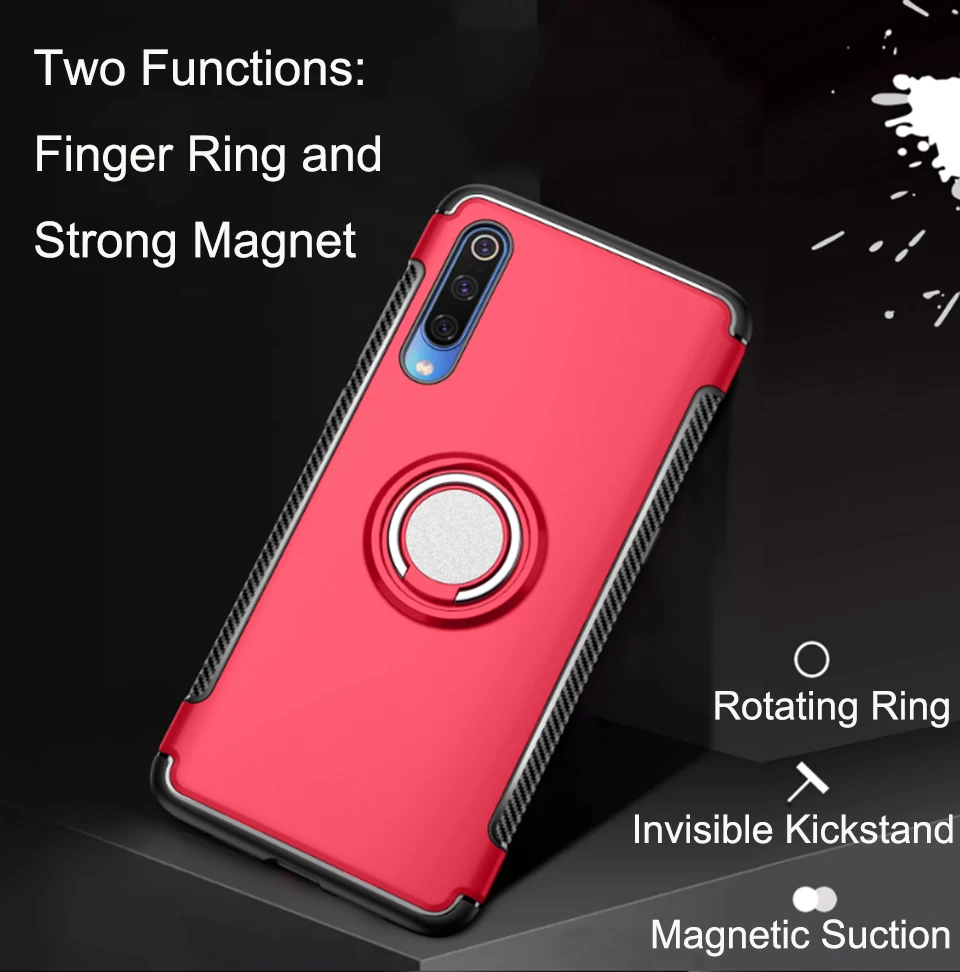 Чехол для телефона с перстнем и подставкой Xiaomi Mi 9 SE PC &amp TPU деловой