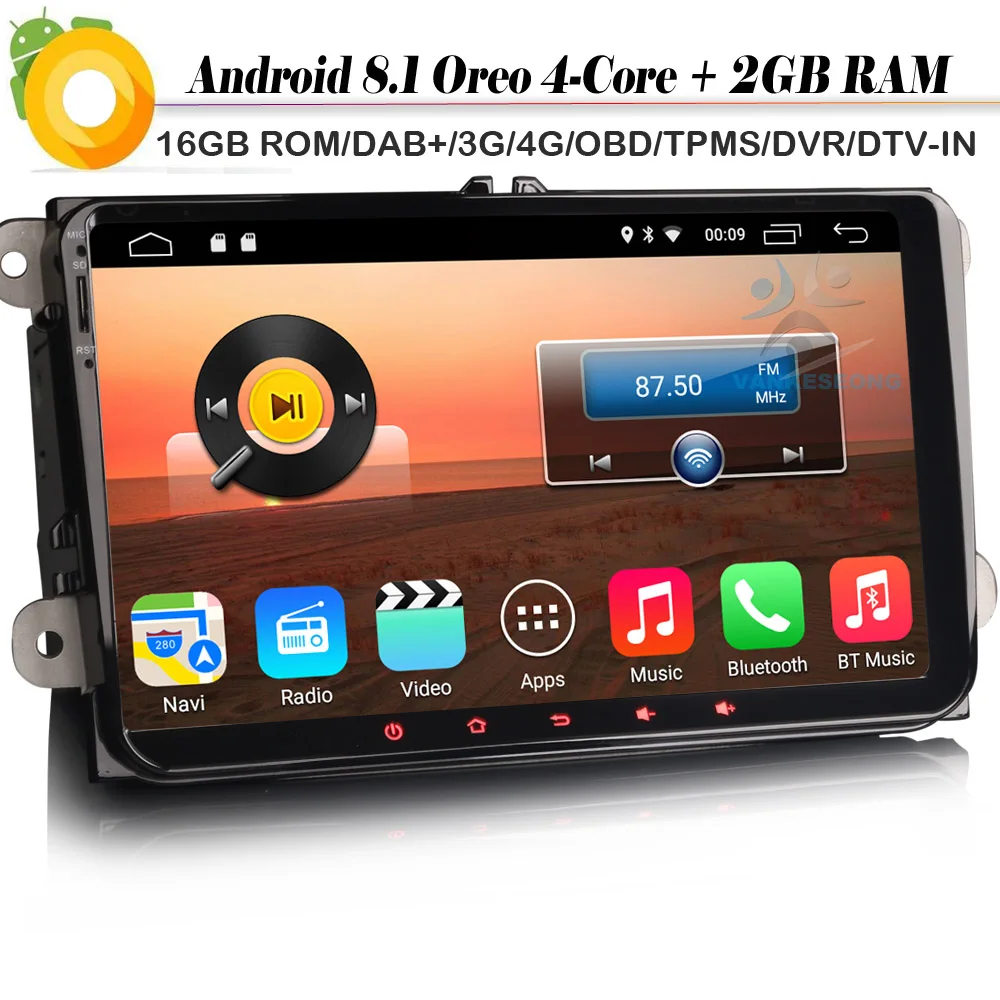 9 &quotDAB + Sat Nav Авторадио Android 8 1 автомобильный стерео GPS OBD Bluetooth для VW PASSAT GOLF SHARAN TIGUAN