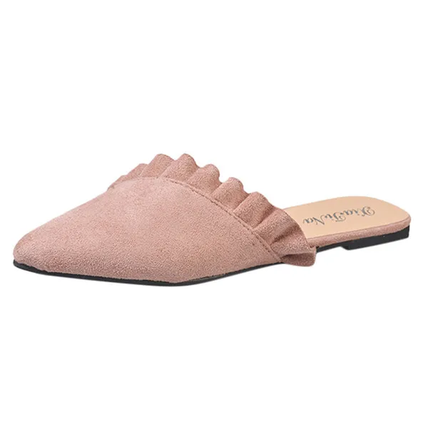 Pink SAGACE/обувь; женские шлепанцы; обувь на плоской подошве; тонкие туфли с острым носком; женские шлепанцы; Летние слипоны; женская обувь; модные шлепанцы - Цвет: Pink