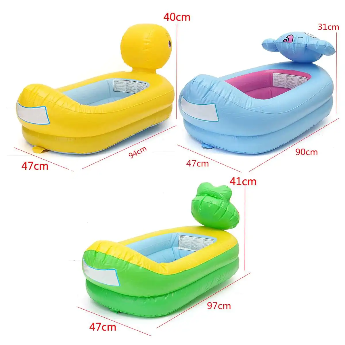 Duck/Elephant /Tadpole-Growup PVC Inflatable Safety Baby Bath Tub Shower Kids Toy Portable Cartoon Animal Washbowl Bathtub