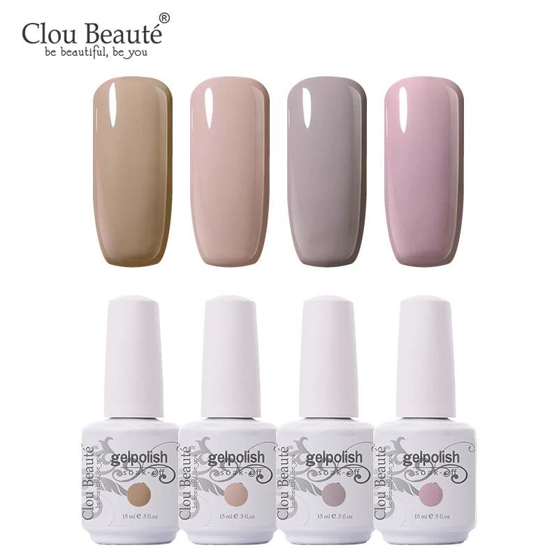 Clou Beaute Гель-лак 18 цветов набор гель-лаков для ногтей телесный серия УФ-гель для ногтей Базовое покрытие не протирать Топ Гель-лак для ногтей - Цвет: 4pcs-15ml-ZH07
