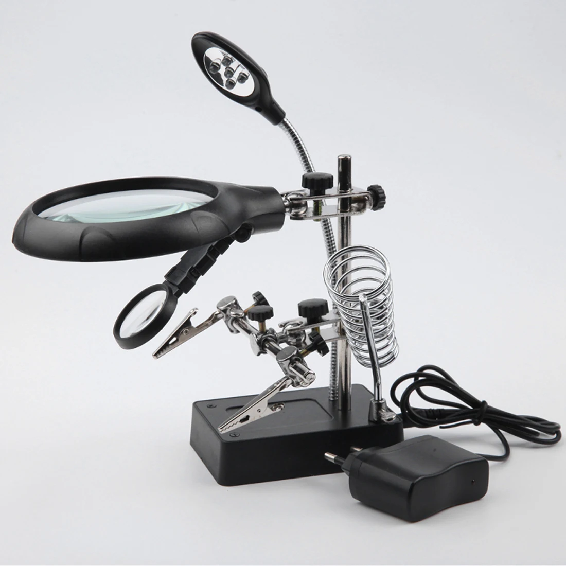 Увеличительное стекло с вспомогательным зажимом увеличительное для ремонта