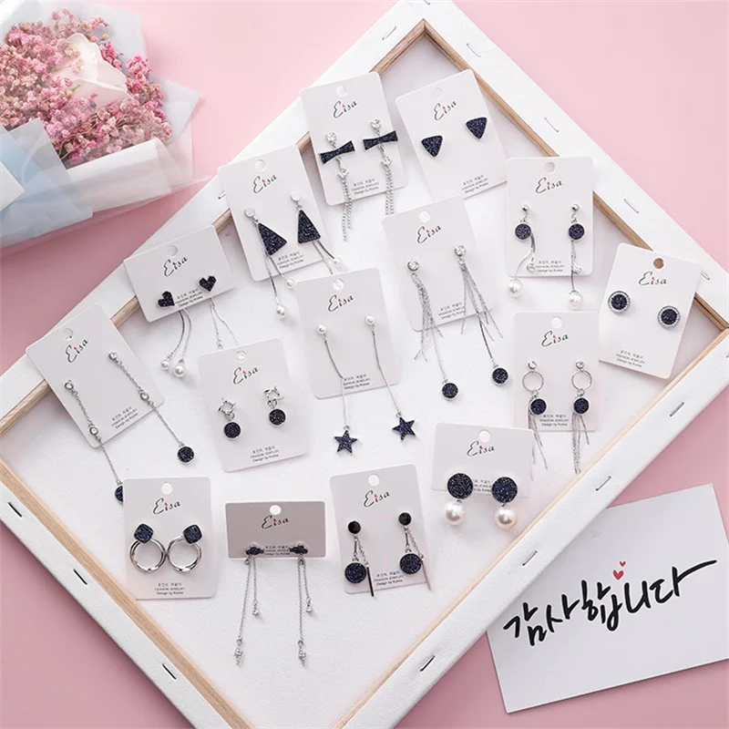 3 * модные высококачественные синие геометрические серьги со стразами Brinco