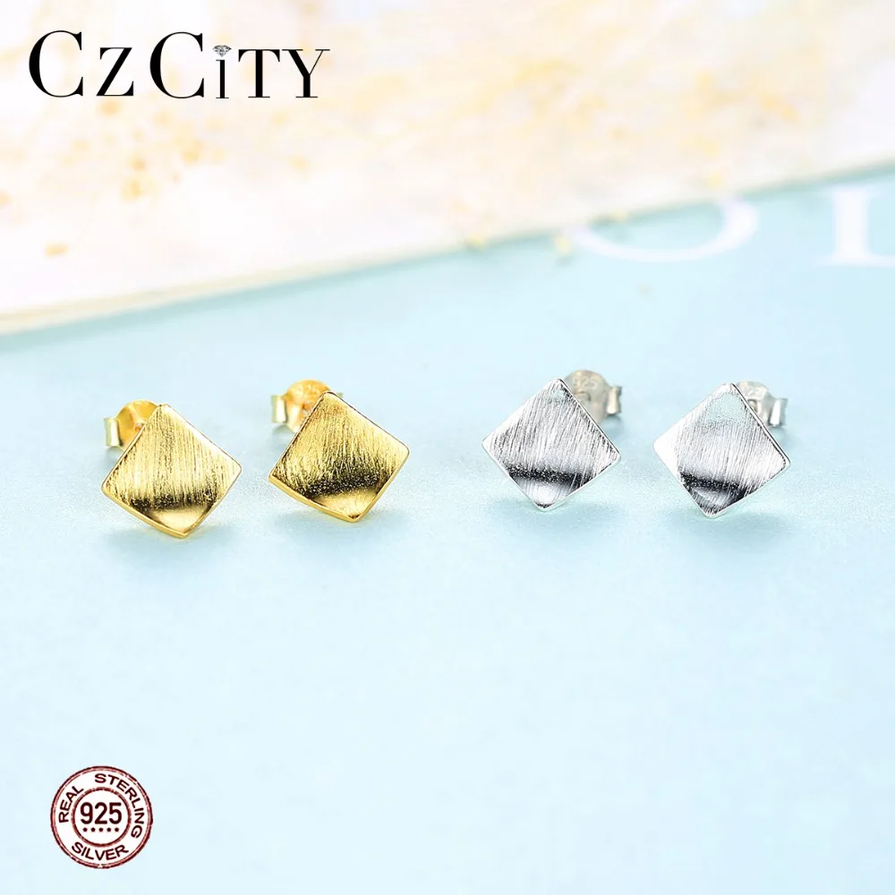 CZCITY изысканный ромб циркон серьги со шпилькой для Для женщин 925 пробы серебра в