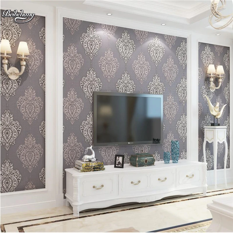 Европейский нетканый материал обои Гостиная Спальня теплый 3D ТВ фон настенная