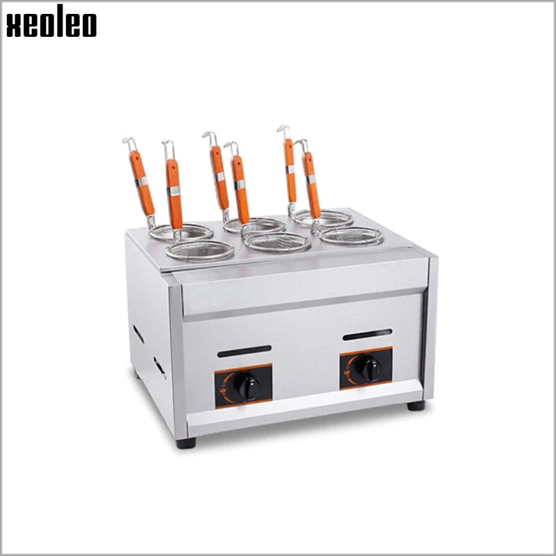 

XEOLEO Gas Pasta cooker Noodle cooking machine 6 holes Noodle Cooker Stainless steel Commercial Pasta boiler cooker Noodle stove