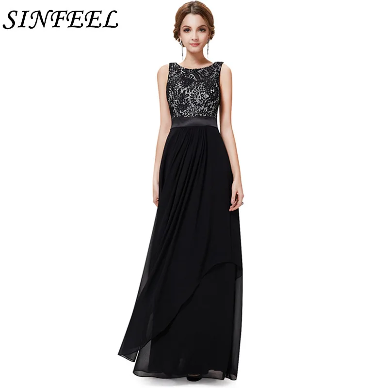 2018 летнее кружевное шифоновое платье модное с круглым вырезом без рукавов