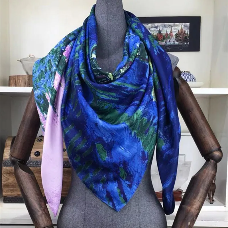 Новый женский модный Шелковый шарф 130*130 большой квадратный украшение для жены