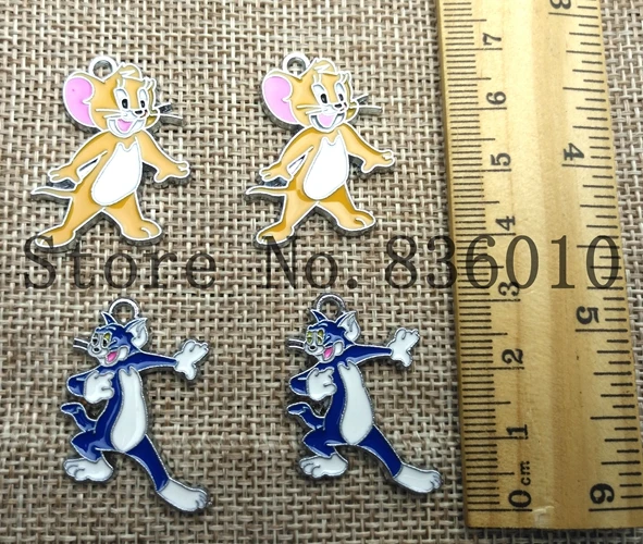 Мультфильм 20 штук кот Мышь эмаль металл очарование Подвески DIY ювелирных изделий Подарки для гостей игрушка k-802