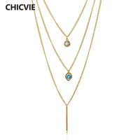 chicvie vintage bohemian statement gold chain diy necklaces for women stone crystal ethnic jewelry vintage accessories sne140464