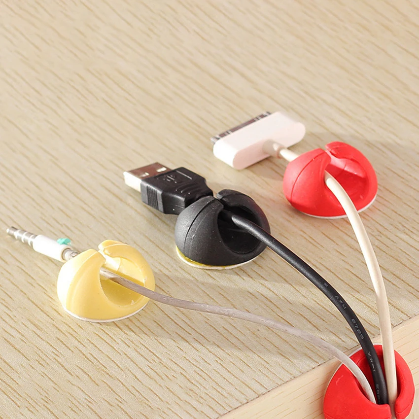 6pcs/lot Self-adhesive Desktop Wire Organizer Clip Cable Storage Winder Earphone USB Plug Drop Line Fixer Management Buckle |