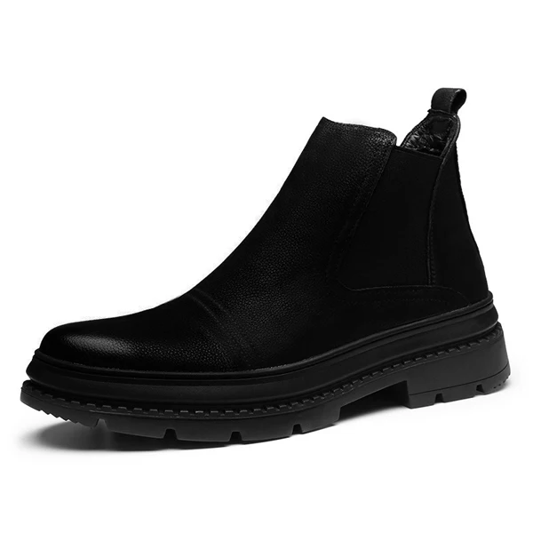 Black men boots YIGER/Новинка; мужские ботинки «Челси»; мужские ботильоны из натуральной кожи; зимние Ботинки Martin на меху без шнуровки; мужская повседневная обувь; Цвет Черный; 0200 - Цвет: Black men boots