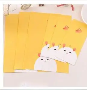 Coloffice 6 букв и 3 бумажные конверты Мультяшные животные милые Креативные поздравительные открытки бумага для хранения букв Kawaii студенческие принадлежности - Цвет: yellow