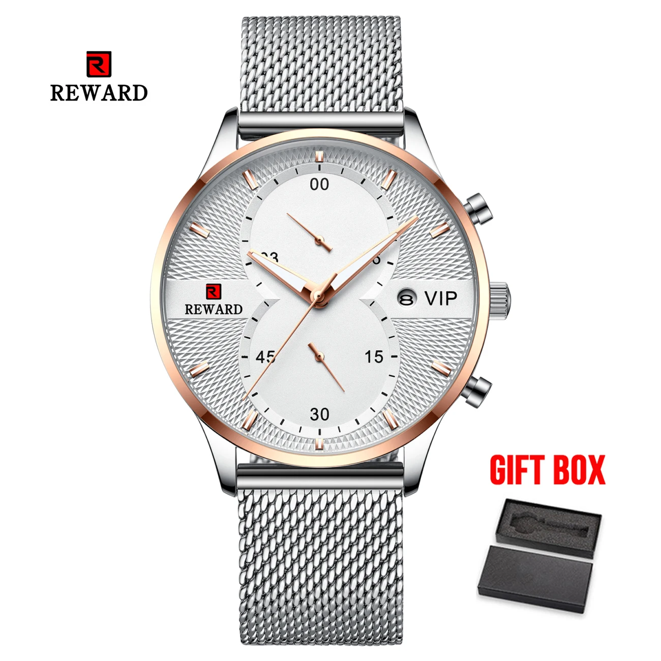 silver w box Мужские часы от ведущего бренда, роскошные золотые кварцевые часы, спортивные часы с хронографом для мужчин, мужские наручные часы, Relogio Masculino - Цвет: silver w box