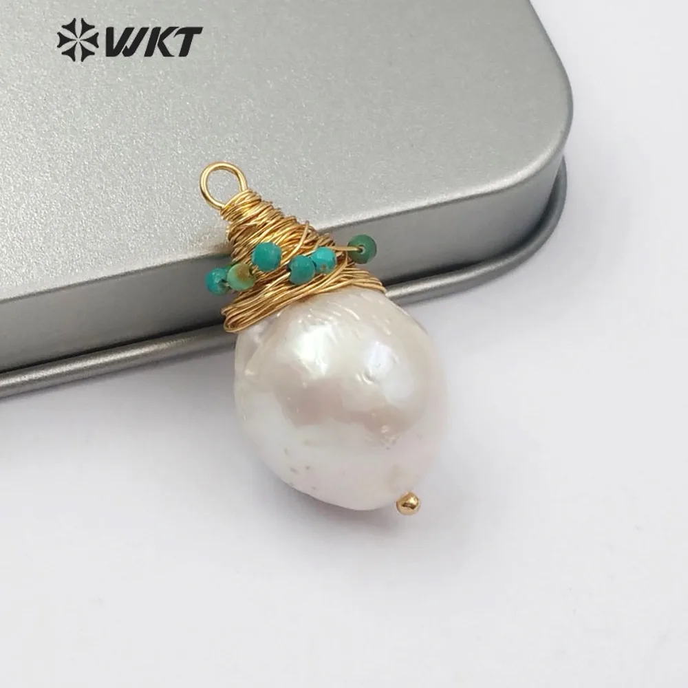 WT-JP132 Кулон из жемчуга в стиле барокко форме капли белый жемчуг с латунной