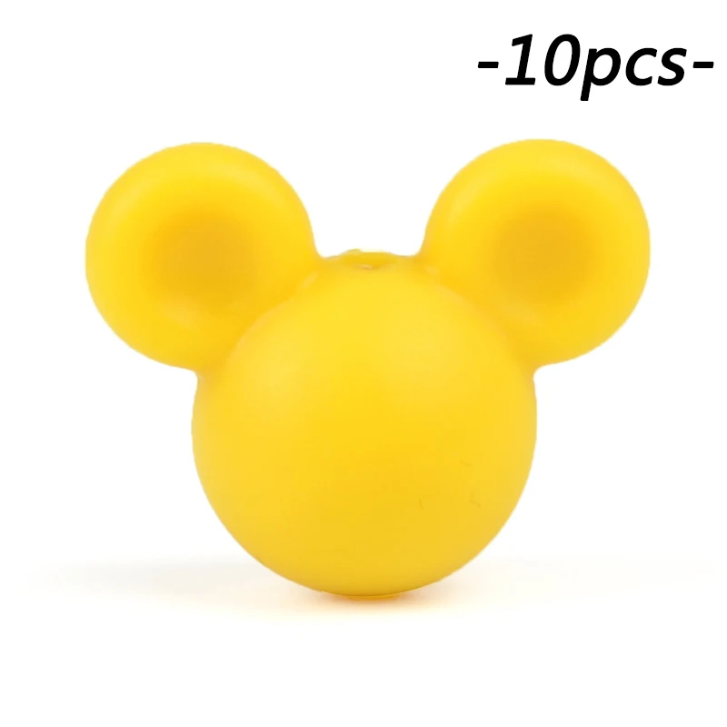 Mustard LOFCA 10 шт./лот Микки силиконовые бусины Детские Прорезыватели игрушка мягкая Жевательная прорезыватель BPA бесплатно DIY Шарм ожерелье пищевой ювелирное изделие - Цвет: Mustard