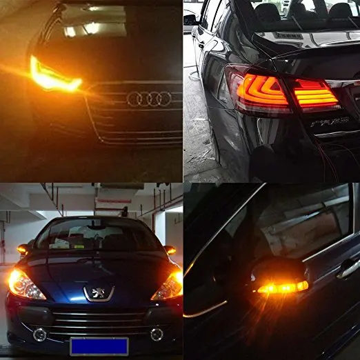 2 шт. автомобиль 7440 светодиодный желтый 35 SMD 3030 T20 W21W лампы для указатели поворота