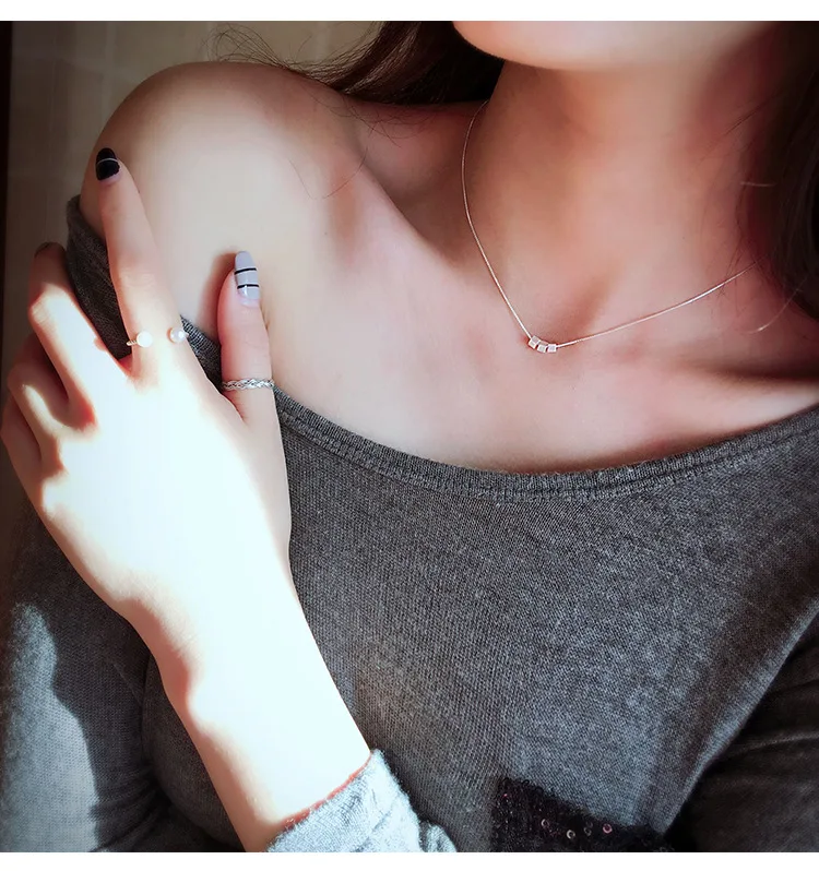 Новинка лидер продаж женские серебряные многослойные ожерелья с квадратным