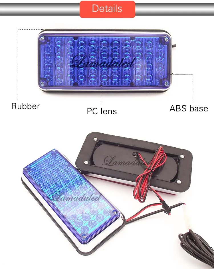 2x44led красный синий высокая яркая аварийная поверхность автомобиля боковые стробоскопы для скорой помощи пожарная машина полицейский светодиодный предупреждающий стробоскоп лампа